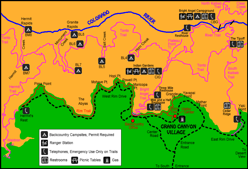 Map of trails and campsites around village area