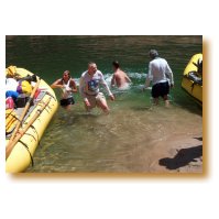 Picture of Bill cooling off in the river after the North Canyon Hike.