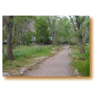 Picture of Dining Hall from the path leading to it.