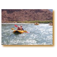 Picture of Larry Roberts and his son Kevin in a kayak.