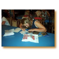Picture of Jennifer writing cards.