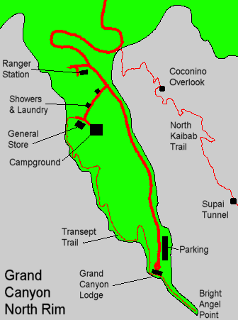 Map of north rim lodge area