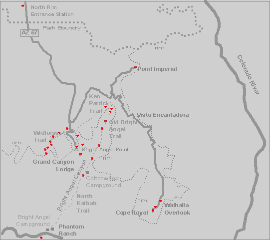 Map of north rim