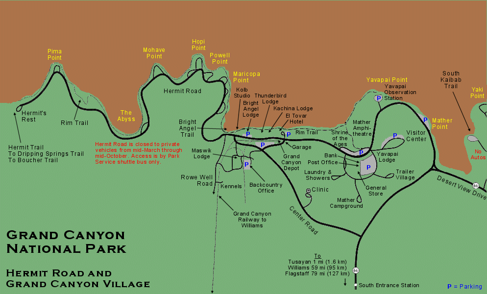 Map of Hermit Road