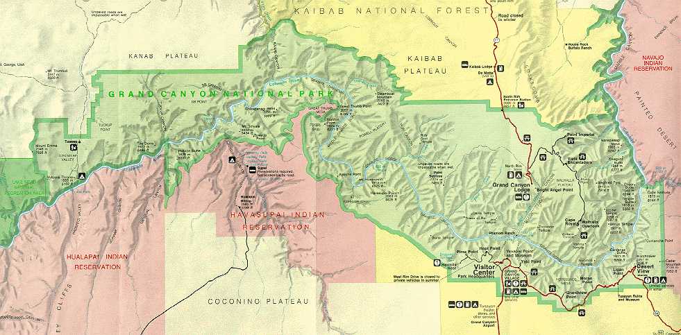 Park Service Map of Grand Canyon