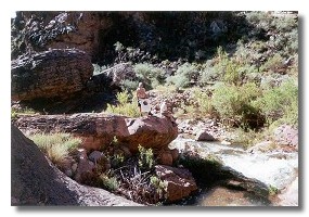 Taking a break after bypassing the falls